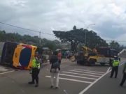 Bus Mundur Dan Terbalik di Selarong Puncak, 5 Siswa Luka