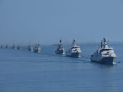 Konvoi 33 KRI Awali Latihan di Perairan Bubus Kecamatan Belinyu Menuju Daerah Latopsfib