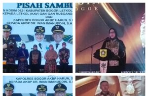 Pisah Sambut Komandan Kodim 0621 Kab.Bogor Letkol (INF) Sukur Hermanto Kepada Letkol (KAV) Gan Gan Rusgandara, S.Hub.Int Dan Kapolres Bogor AKBP Harun, S.I.K.,S.H Kepada AKBP Dr.Iman Imanuddin, S.H.,S.I.K.,M.H