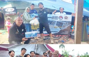 PWI PEKA Aksi Bareng Komunitas Trail Bogor Salurkan Bantuan Kepelosok Posko Pengungsi Gempa Cianjur