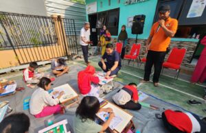 Penuh Keceriaan Peringati HUT RI ke 78, Puluhan Anak-Anak di Kampung Tangguh Bebas Narkoba Cikaret, Ikuti Lomba Mewarnai
