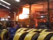 Kobaran Api Lalap Habis Pabrik Ban di Bogor